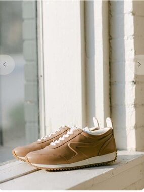 rag & bone Women's Tan Leather Sneakers with White Soles